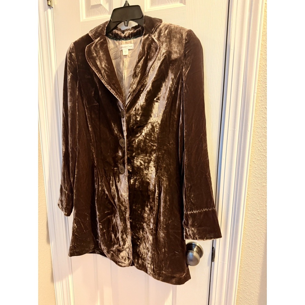 Coldwater Creek Velvet Long Jacket Women's Size 6 Silk Blend Elegant Stitching